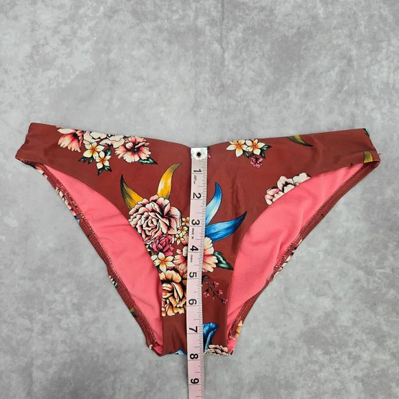 No Boundaries Brown Blue Floral Tie Medium Bikini Bottom Swimwear - Picture 4 of 6